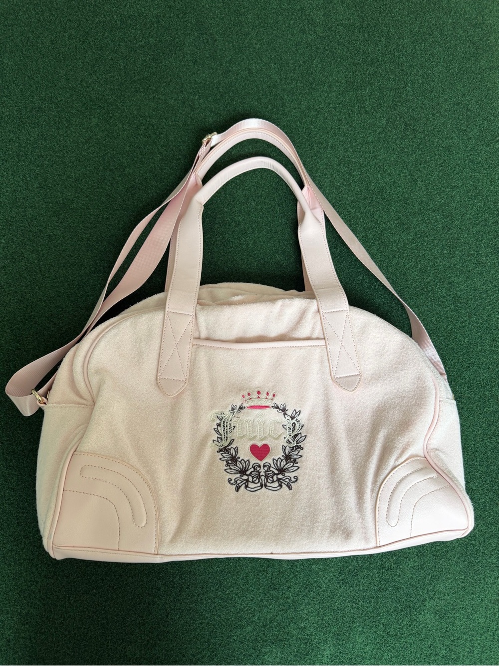 Juicy Couture Light Pink Weekender Bag with Embroidered Heart Crest